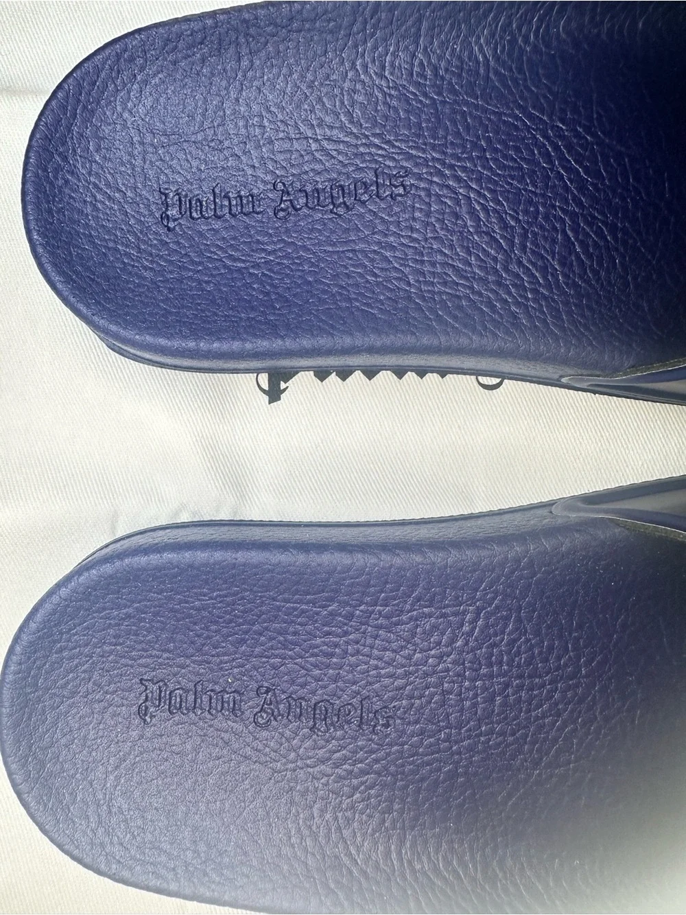 Palm Angels kids Blue Slide Sandals with White Logo (Size 2)